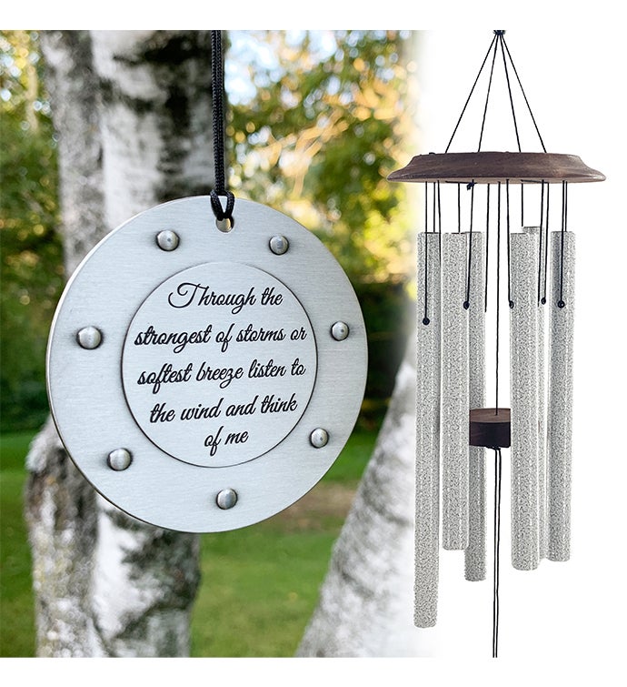 Memorial Silver Windchime "Through The Strongest Of Storms" Sympathy Gift